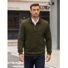 imageCOOFANDY Mens Quarter Zip Pullover Long Sleeve Quilted Sweatshirt Casual Waffle Sweaters Polo with PocketArmy Green
