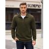 imageCOOFANDY Mens Quarter Zip Pullover Long Sleeve Quilted Sweatshirt Casual Waffle Sweaters Polo with PocketArmy Green