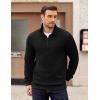 imageCOOFANDY Mens Quarter Zip Pullover Long Sleeve Quilted Sweatshirt Casual Waffle Sweaters Polo with PocketBlack