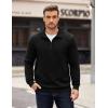 imageCOOFANDY Mens Quarter Zip Pullover Long Sleeve Quilted Sweatshirt Casual Waffle Sweaters Polo with PocketBlack