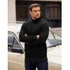 imageCOOFANDY Mens Quarter Zip Pullover Long Sleeve Quilted Sweatshirt Casual Waffle Sweaters Polo with PocketBlack
