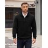 imageCOOFANDY Mens Quarter Zip Pullover Long Sleeve Quilted Sweatshirt Casual Waffle Sweaters Polo with PocketBlack
