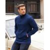 imageCOOFANDY Mens Quarter Zip Pullover Long Sleeve Quilted Sweatshirt Casual Waffle Sweaters Polo with PocketDark Blue