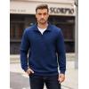 imageCOOFANDY Mens Quarter Zip Pullover Long Sleeve Quilted Sweatshirt Casual Waffle Sweaters Polo with PocketDark Blue