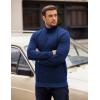 imageCOOFANDY Mens Quarter Zip Pullover Long Sleeve Quilted Sweatshirt Casual Waffle Sweaters Polo with PocketDark Blue
