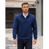 imageCOOFANDY Mens Quarter Zip Pullover Long Sleeve Quilted Sweatshirt Casual Waffle Sweaters Polo with PocketDark Blue
