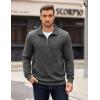 imageCOOFANDY Mens Quarter Zip Pullover Long Sleeve Quilted Sweatshirt Casual Waffle Sweaters Polo with PocketDark Grey