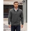 imageCOOFANDY Mens Quarter Zip Pullover Long Sleeve Quilted Sweatshirt Casual Waffle Sweaters Polo with PocketDark Grey