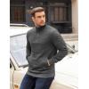 imageCOOFANDY Mens Quarter Zip Pullover Long Sleeve Quilted Sweatshirt Casual Waffle Sweaters Polo with PocketDark Grey