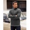 imageCOOFANDY Mens Quarter Zip Pullover Long Sleeve Quilted Sweatshirt Casual Waffle Sweaters Polo with PocketDark Grey