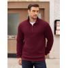 imageCOOFANDY Mens Quarter Zip Pullover Long Sleeve Quilted Sweatshirt Casual Waffle Sweaters Polo with PocketDark Red