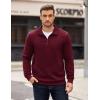 imageCOOFANDY Mens Quarter Zip Pullover Long Sleeve Quilted Sweatshirt Casual Waffle Sweaters Polo with PocketDark Red