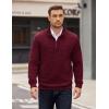 imageCOOFANDY Mens Quarter Zip Pullover Long Sleeve Quilted Sweatshirt Casual Waffle Sweaters Polo with PocketDark Red