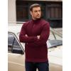 imageCOOFANDY Mens Quarter Zip Pullover Long Sleeve Quilted Sweatshirt Casual Waffle Sweaters Polo with PocketDark Red