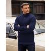 imageCOOFANDY Mens Quarter Zip Pullover Long Sleeve Quilted Sweatshirt Casual Waffle Sweaters Polo with PocketDeep Blue