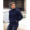 imageCOOFANDY Mens Quarter Zip Pullover Long Sleeve Quilted Sweatshirt Casual Waffle Sweaters Polo with PocketDeep Blue