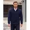 imageCOOFANDY Mens Quarter Zip Pullover Long Sleeve Quilted Sweatshirt Casual Waffle Sweaters Polo with PocketDeep Blue