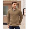 imageCOOFANDY Mens Quarter Zip Pullover Long Sleeve Quilted Sweatshirt Casual Waffle Sweaters Polo with PocketKhaki