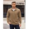 imageCOOFANDY Mens Quarter Zip Pullover Long Sleeve Quilted Sweatshirt Casual Waffle Sweaters Polo with PocketKhaki