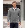 imageCOOFANDY Mens Quarter Zip Pullover Long Sleeve Quilted Sweatshirt Casual Waffle Sweaters Polo with PocketLight Grey