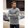 imageCOOFANDY Mens Quarter Zip Pullover Long Sleeve Quilted Sweatshirt Casual Waffle Sweaters Polo with PocketLight Grey