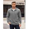 imageCOOFANDY Mens Quarter Zip Pullover Long Sleeve Quilted Sweatshirt Casual Waffle Sweaters Polo with PocketLight Grey