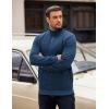 imageCOOFANDY Mens Quarter Zip Pullover Long Sleeve Quilted Sweatshirt Casual Waffle Sweaters Polo with PocketNavy Blue