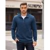 imageCOOFANDY Mens Quarter Zip Pullover Long Sleeve Quilted Sweatshirt Casual Waffle Sweaters Polo with PocketNavy Blue