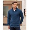 imageCOOFANDY Mens Quarter Zip Pullover Long Sleeve Quilted Sweatshirt Casual Waffle Sweaters Polo with PocketNavy Blue