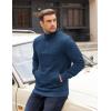 imageCOOFANDY Mens Quarter Zip Pullover Long Sleeve Quilted Sweatshirt Casual Waffle Sweaters Polo with PocketNavy Blue