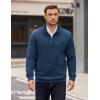 imageCOOFANDY Mens Quarter Zip Pullover Long Sleeve Quilted Sweatshirt Casual Waffle Sweaters Polo with PocketNavy Blue