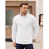 imageCOOFANDY Mens Quarter Zip Pullover Long Sleeve Quilted Sweatshirt Casual Waffle Sweaters Polo with PocketWhite