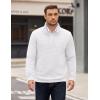 imageCOOFANDY Mens Quarter Zip Pullover Long Sleeve Quilted Sweatshirt Casual Waffle Sweaters Polo with PocketWhite