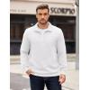 imageCOOFANDY Mens Quarter Zip Pullover Long Sleeve Quilted Sweatshirt Casual Waffle Sweaters Polo with PocketWhite