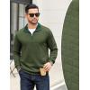 imageCOOFANDY Mens Quarter Zip Pullover Mock Neck Quilted Sweatshirt Casual Long Sleeve Polo SweaterArmy Green