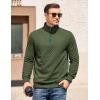imageCOOFANDY Mens Quarter Zip Pullover Mock Neck Quilted Sweatshirt Casual Long Sleeve Polo SweaterArmy Green