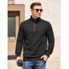 imageCOOFANDY Mens Quarter Zip Pullover Mock Neck Quilted Sweatshirt Casual Long Sleeve Polo SweaterBlack