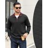 imageCOOFANDY Mens Quarter Zip Pullover Mock Neck Quilted Sweatshirt Casual Long Sleeve Polo SweaterBlack