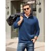 imageCOOFANDY Mens Quarter Zip Pullover Mock Neck Quilted Sweatshirt Casual Long Sleeve Polo SweaterBlue