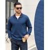 imageCOOFANDY Mens Quarter Zip Pullover Mock Neck Quilted Sweatshirt Casual Long Sleeve Polo SweaterBlue