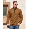 imageCOOFANDY Mens Quarter Zip Pullover Mock Neck Quilted Sweatshirt Casual Long Sleeve Polo SweaterBrown