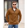 imageCOOFANDY Mens Quarter Zip Pullover Mock Neck Quilted Sweatshirt Casual Long Sleeve Polo SweaterBrown