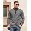 imageCOOFANDY Mens Quarter Zip Pullover Mock Neck Quilted Sweatshirt Casual Long Sleeve Polo SweaterDark Grey