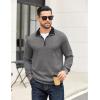 imageCOOFANDY Mens Quarter Zip Pullover Mock Neck Quilted Sweatshirt Casual Long Sleeve Polo SweaterDark Grey