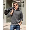 imageCOOFANDY Mens Quarter Zip Pullover Mock Neck Quilted Sweatshirt Casual Long Sleeve Polo SweaterDark Grey