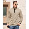 imageCOOFANDY Mens Quarter Zip Pullover Mock Neck Quilted Sweatshirt Casual Long Sleeve Polo SweaterKhaki