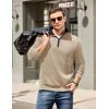 imageCOOFANDY Mens Quarter Zip Pullover Mock Neck Quilted Sweatshirt Casual Long Sleeve Polo SweaterKhaki