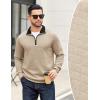 imageCOOFANDY Mens Quarter Zip Pullover Mock Neck Quilted Sweatshirt Casual Long Sleeve Polo SweaterKhaki