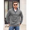 imageCOOFANDY Mens Quarter Zip Pullover Mock Neck Quilted Sweatshirt Casual Long Sleeve Polo SweaterLight Gray