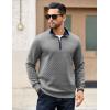 imageCOOFANDY Mens Quarter Zip Pullover Mock Neck Quilted Sweatshirt Casual Long Sleeve Polo SweaterLight Gray